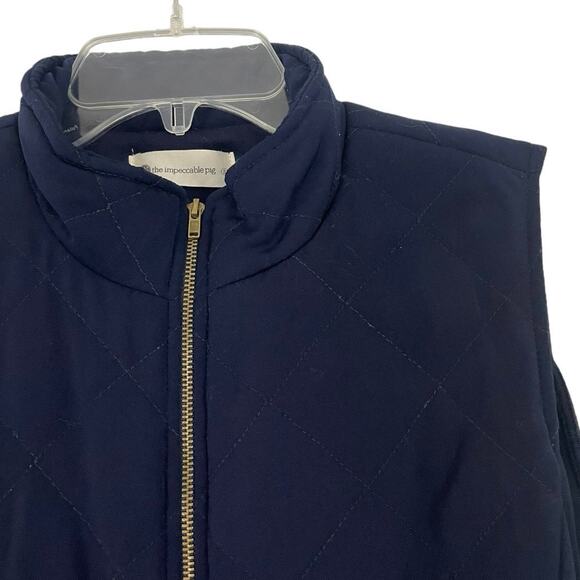 The Impeccable Pig Navy Blue Zip Up Puffer Vest - Picture 3 of 8